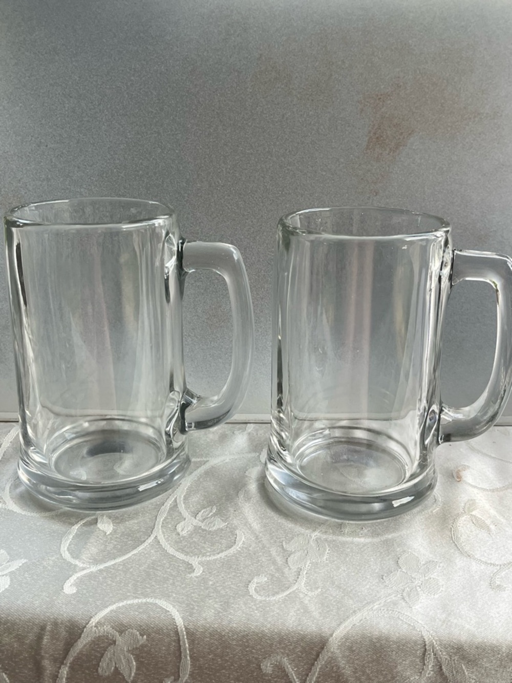 Clear Glass Beer Mugs - Set of 2